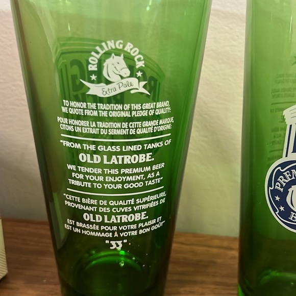 Vintage Rolling Rock Pale Premium Beer Glasses - Set of 8 - Picture 5 of 5